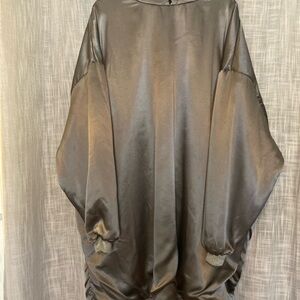 Kitsch Satin Glazey Hooded Sweatshirt Charcoal